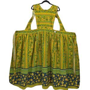 Vintage 1960's 70's DESIGN HOUSE JAPAN Wrap Apron Maxi Dress Bright Flower Power